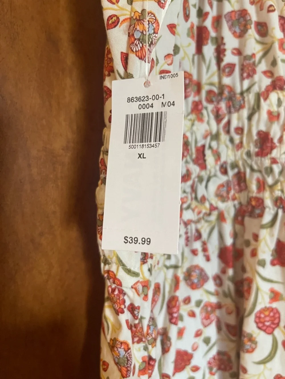 Old Navy Cream Midi Dress with Red Floral Print - Picture 3 of 3